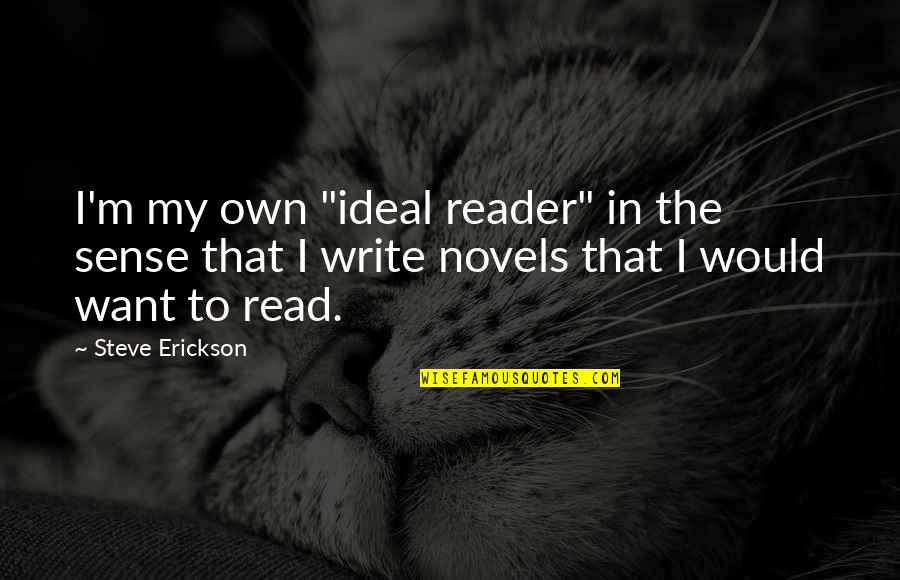 Steve Erickson Quotes By Steve Erickson: I'm my own "ideal reader" in the sense