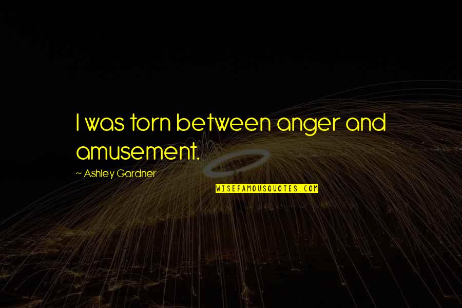 Steve Garrigan Quotes By Ashley Gardner: I was torn between anger and amusement.