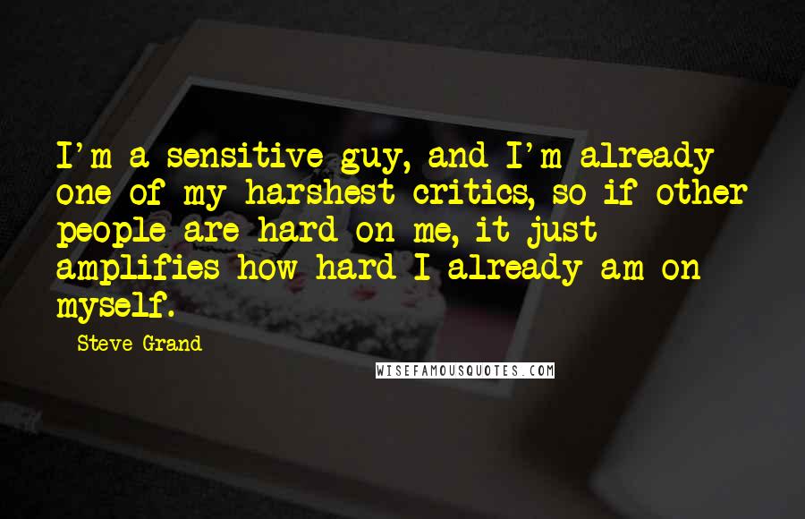 Steve Grand quotes: I'm a sensitive guy, and I'm already one of my harshest critics, so if other people are hard on me, it just amplifies how hard I already am on myself.