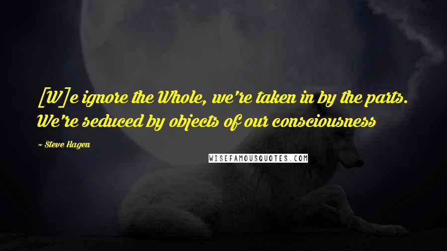 Steve Hagen quotes: [W]e ignore the Whole, we're taken in by the parts. We're seduced by objects of our consciousness