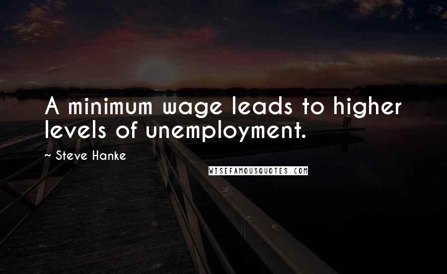Steve Hanke quotes: A minimum wage leads to higher levels of unemployment.