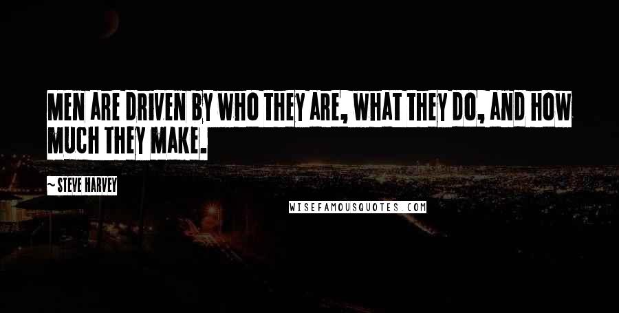 Steve Harvey quotes: Men are driven by who they are, what they do, and how much they make.