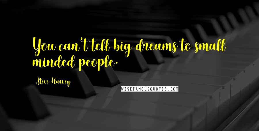 Steve Harvey quotes: You can't tell big dreams to small minded people.