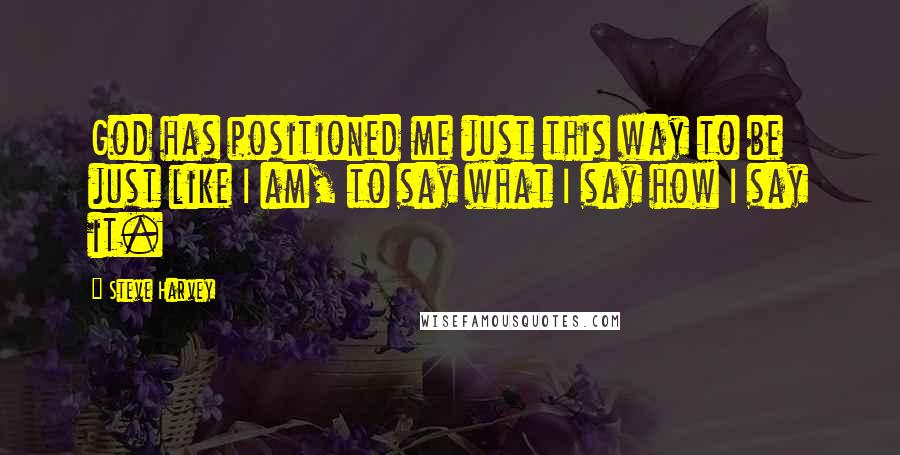 Steve Harvey quotes: God has positioned me just this way to be just like I am, to say what I say how I say it.