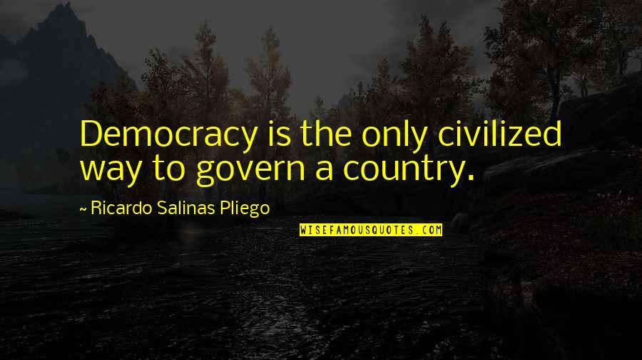 Steve Howey Quotes By Ricardo Salinas Pliego: Democracy is the only civilized way to govern