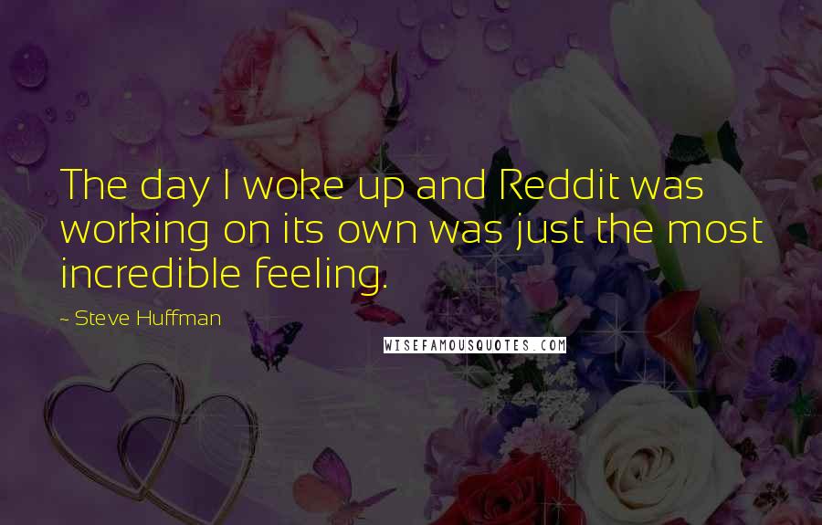 Steve Huffman quotes: The day I woke up and Reddit was working on its own was just the most incredible feeling.