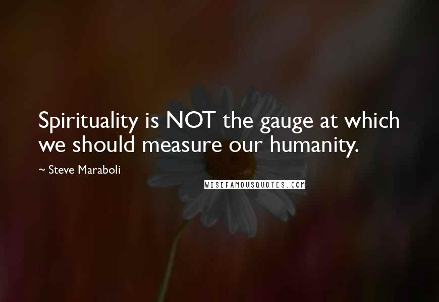 Steve Maraboli quotes: Spirituality is NOT the gauge at which we should measure our humanity.