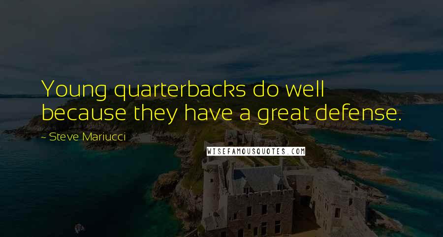 Steve Mariucci quotes: Young quarterbacks do well because they have a great defense.