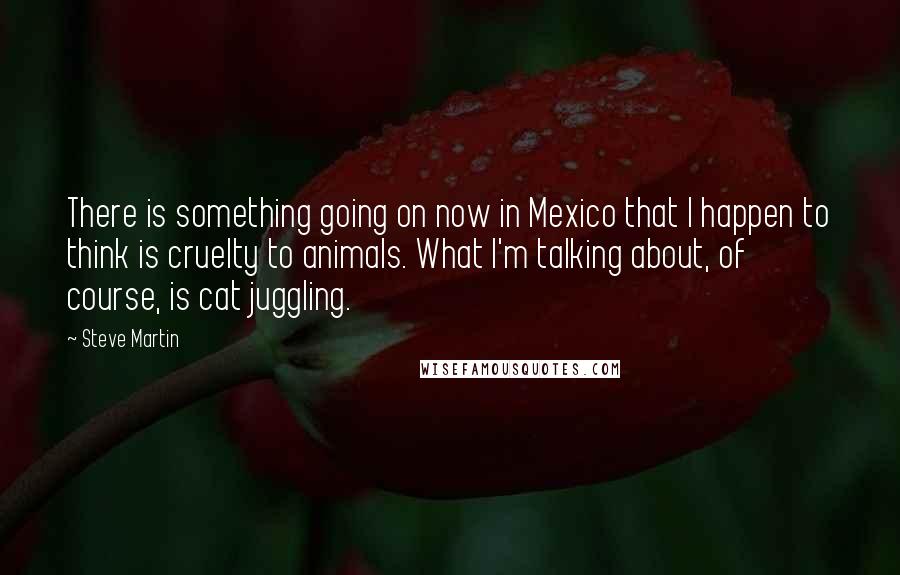 Steve Martin quotes: There is something going on now in Mexico that I happen to think is cruelty to animals. What I'm talking about, of course, is cat juggling.