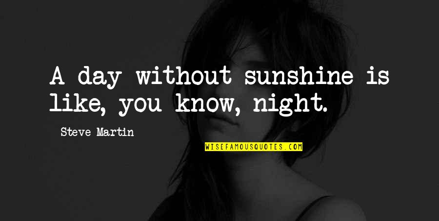 Steve Martin Quotes By Steve Martin: A day without sunshine is like, you know,