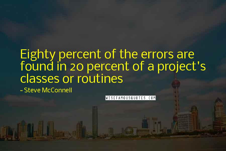 Steve McConnell quotes: Eighty percent of the errors are found in 20 percent of a project's classes or routines