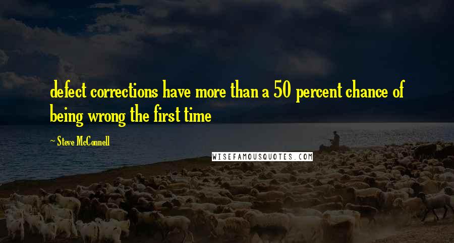 Steve McConnell quotes: defect corrections have more than a 50 percent chance of being wrong the first time