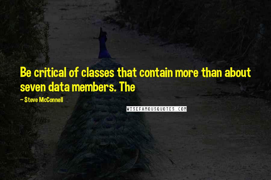 Steve McConnell quotes: Be critical of classes that contain more than about seven data members. The