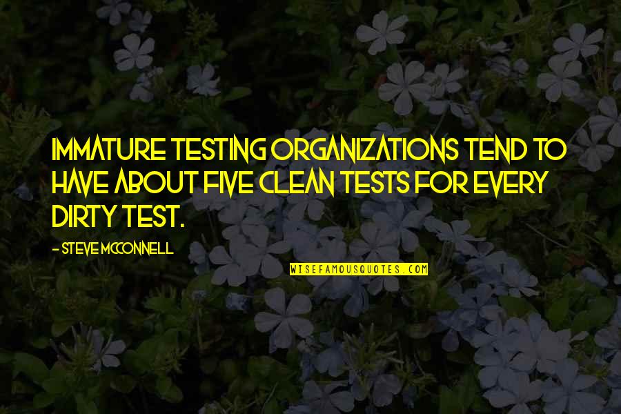 Steve Mcconnell Quotes By Steve McConnell: Immature testing organizations tend to have about five