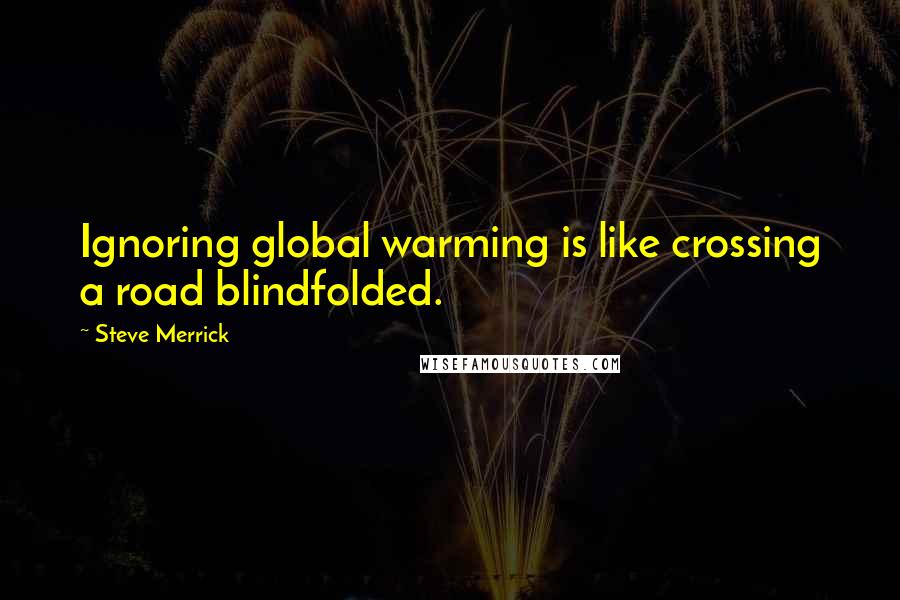 Steve Merrick quotes: Ignoring global warming is like crossing a road blindfolded.