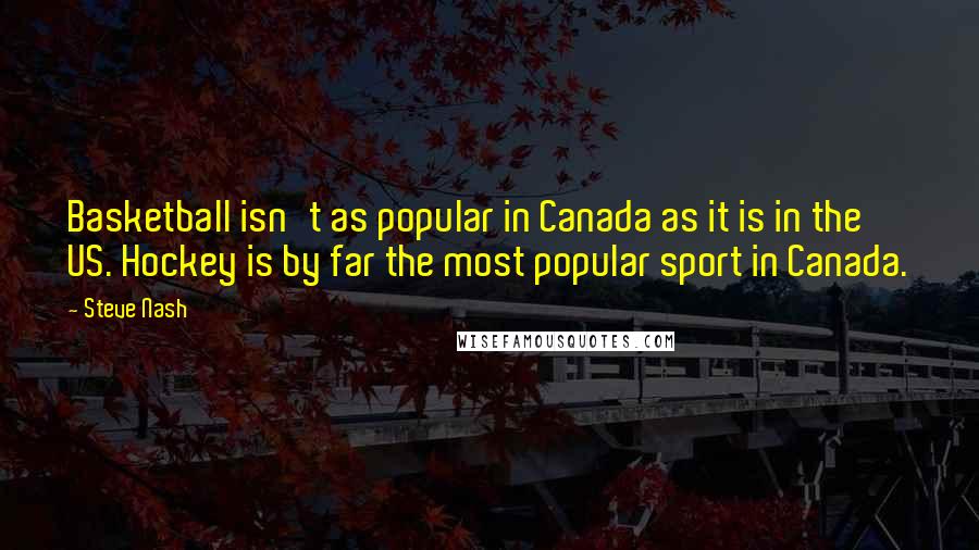 Steve Nash quotes: Basketball isn't as popular in Canada as it is in the US. Hockey is by far the most popular sport in Canada. Steve Nash quotes: Basketball isn't as popular in Canada as it is in the US. Hockey is by far the most popular sport in Canada.