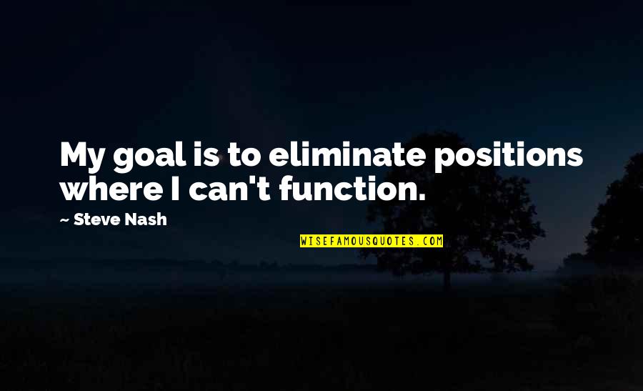 Steve Nash Quotes By Steve Nash: My goal is to eliminate positions where I