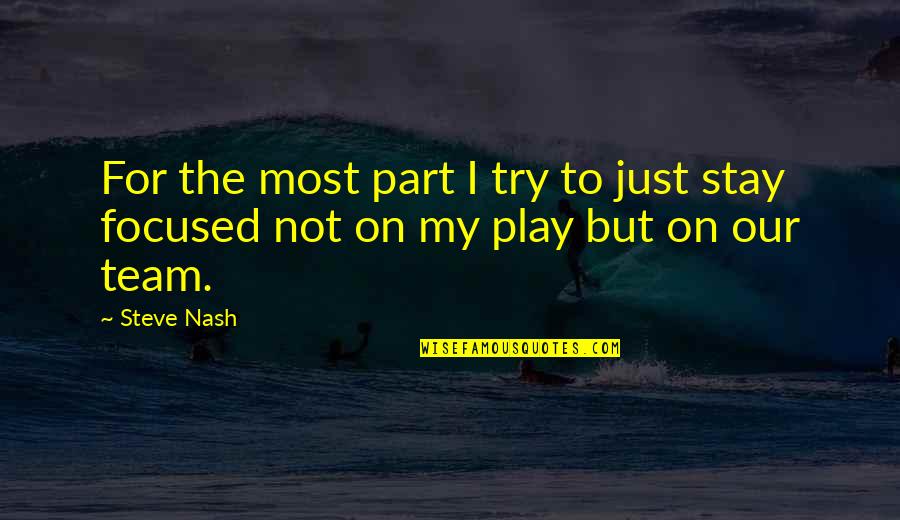 Steve Nash Quotes By Steve Nash: For the most part I try to just