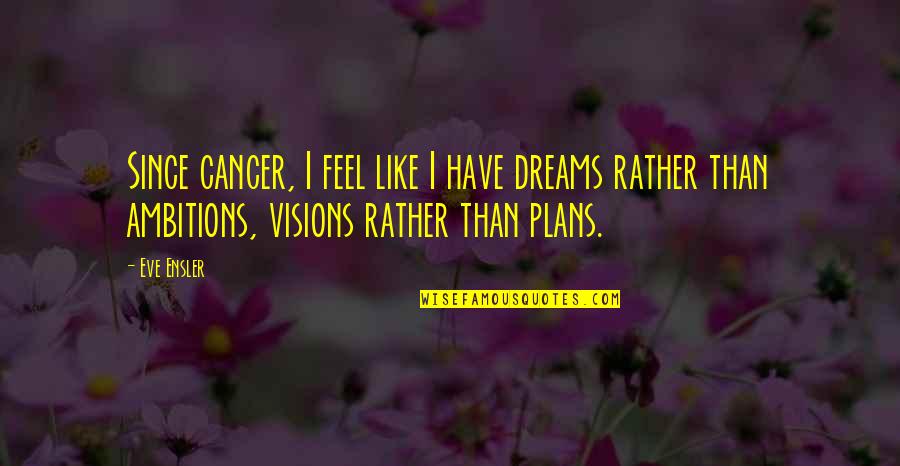 Steve Nison Quotes By Eve Ensler: Since cancer, I feel like I have dreams