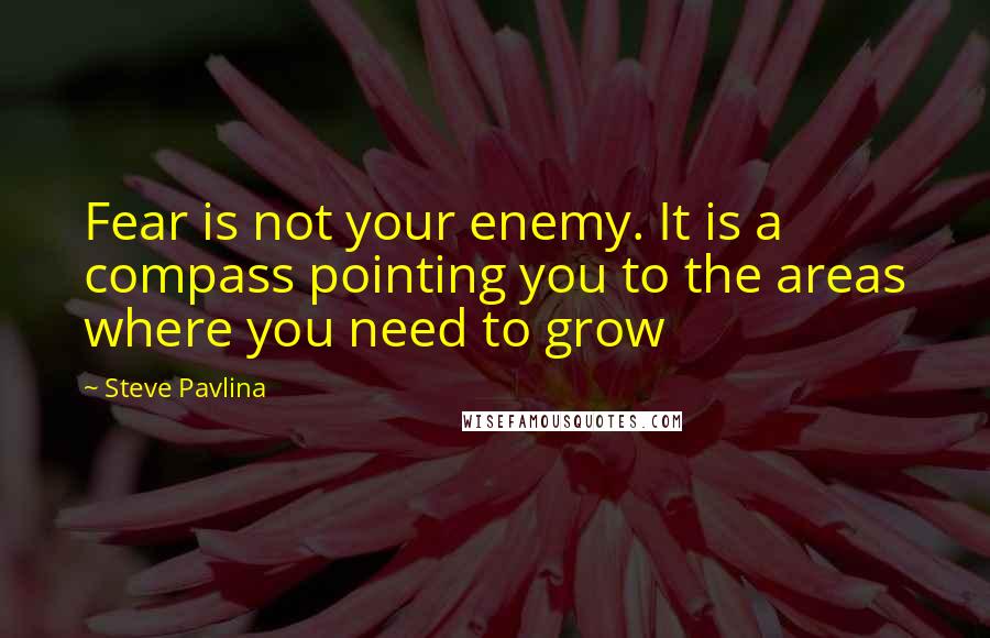 Steve Pavlina quotes: Fear is not your enemy. It is a compass pointing you to the areas where you need to grow