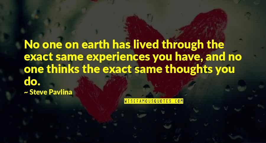Steve Pavlina Quotes By Steve Pavlina: No one on earth has lived through the