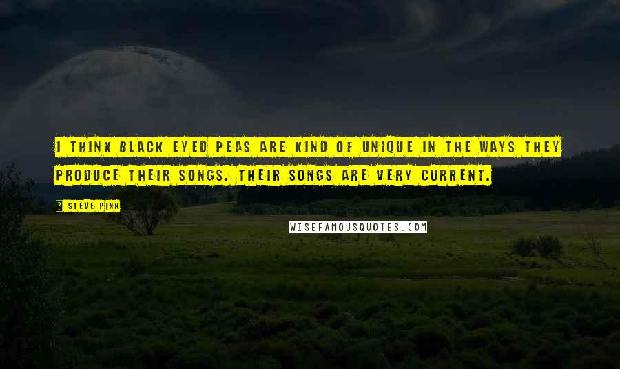 Steve Pink quotes: I think Black Eyed Peas are kind of unique in the ways they produce their songs. Their songs are very current.