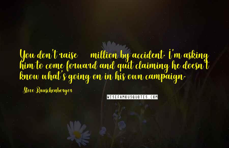 Steve Rauschenberger quotes: You don't raise $15 million by accident. I'm asking him to come forward and quit claiming he doesn't know what's going on in his own campaign.