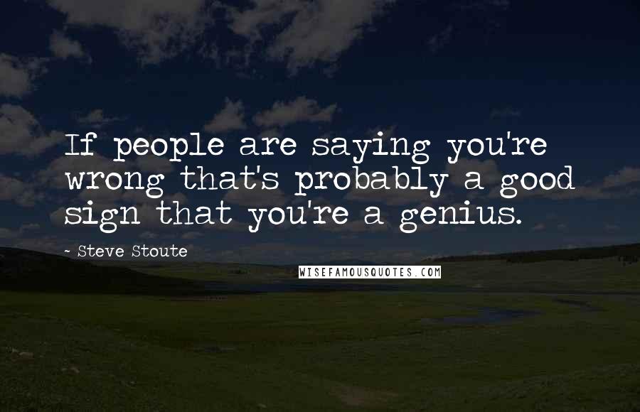 Steve Stoute quotes: If people are saying you're wrong that's probably a good sign that you're a genius.