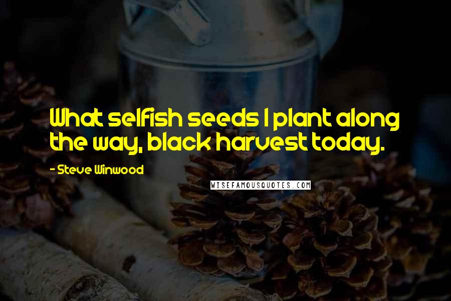 Steve Winwood quotes: What selfish seeds I plant along the way, black harvest today.