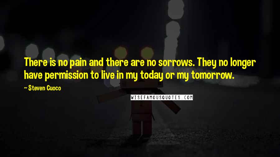 Steven Cuoco quotes: There is no pain and there are no sorrows. They no longer have permission to live in my today or my tomorrow.