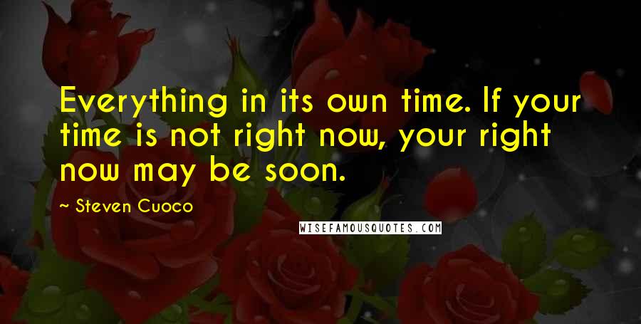 Steven Cuoco quotes: Everything in its own time. If your time is not right now, your right now may be soon.