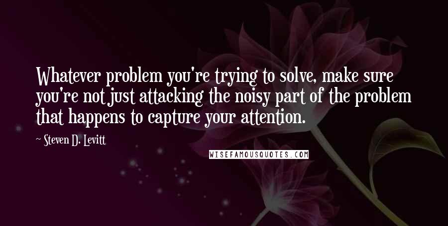 Steven D. Levitt quotes: Whatever problem you're trying to solve, make sure you're not just attacking the noisy part of the problem that happens to capture your attention.