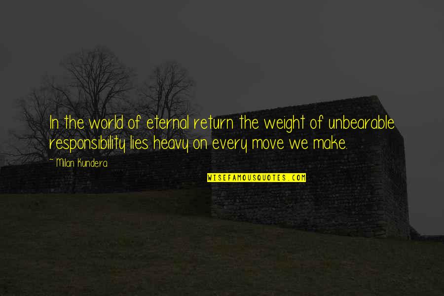 Steven Gerrard Inspirational Quotes By Milan Kundera: In the world of eternal return the weight Steven Gerrard Inspirational Quotes By Milan Kundera: In the world of eternal return the weight