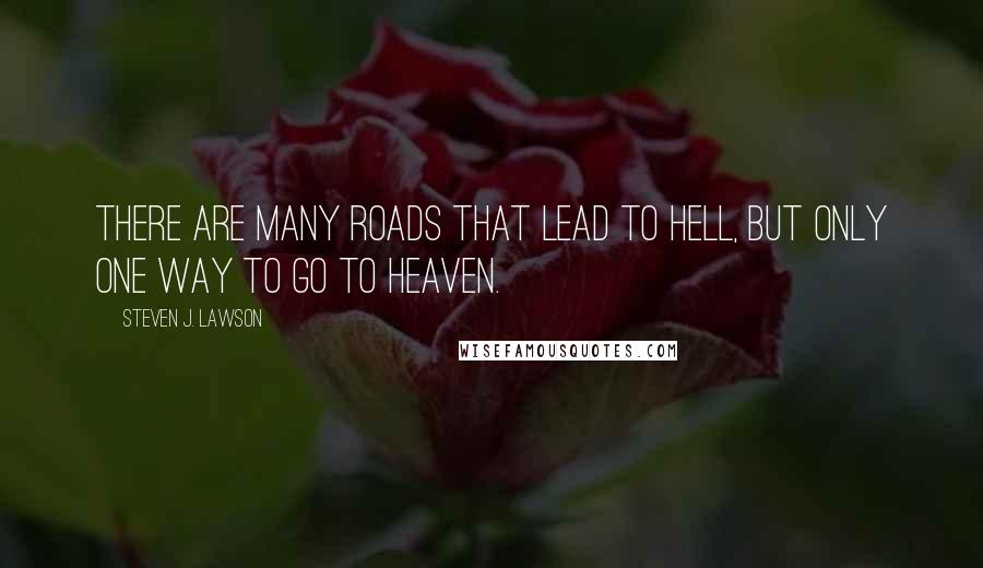 Steven J. Lawson quotes: There are many roads that lead to hell, but only one way to go to heaven.