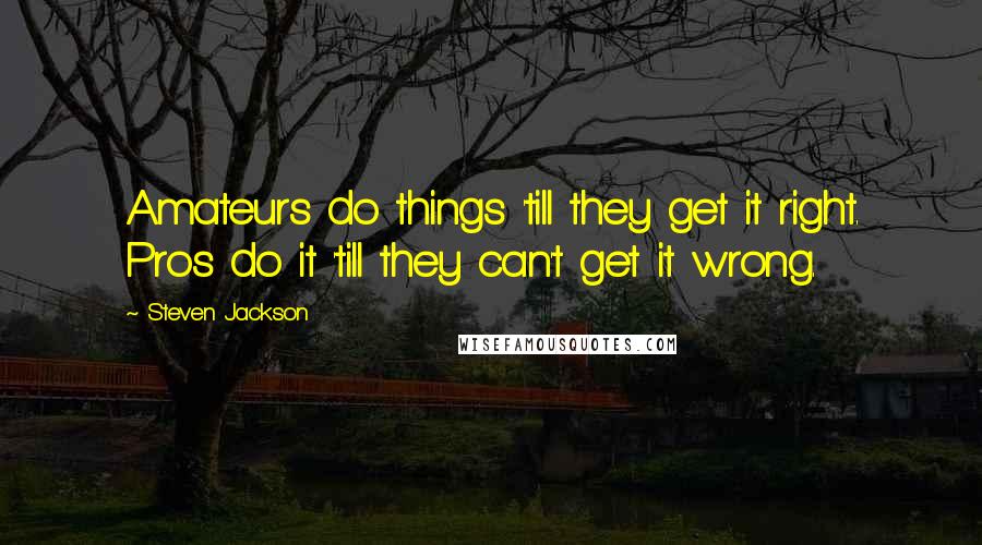 Steven Jackson quotes: Amateurs do things 'till they get it right. Pros do it 'till they can't get it wrong.