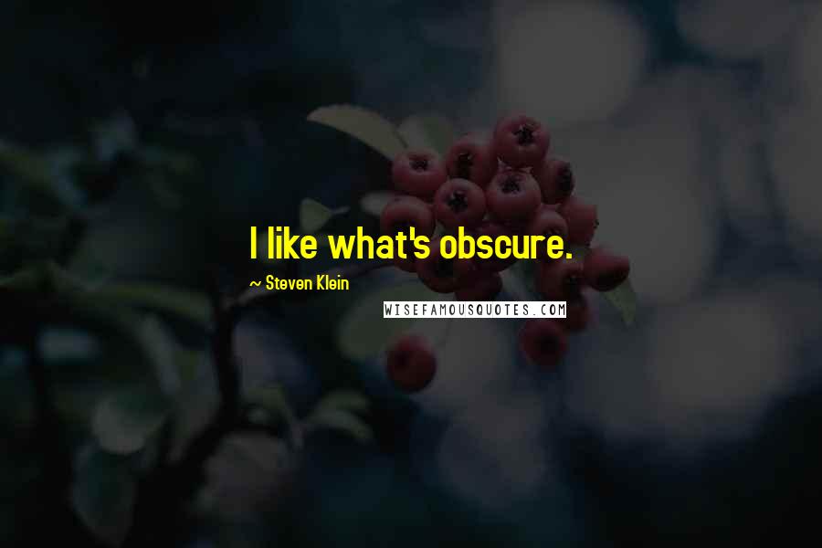Steven Klein quotes: I like what's obscure.