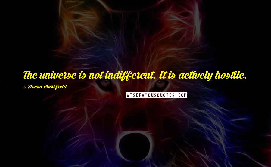 Steven Pressfield quotes: The universe is not indifferent. It is actively hostile.