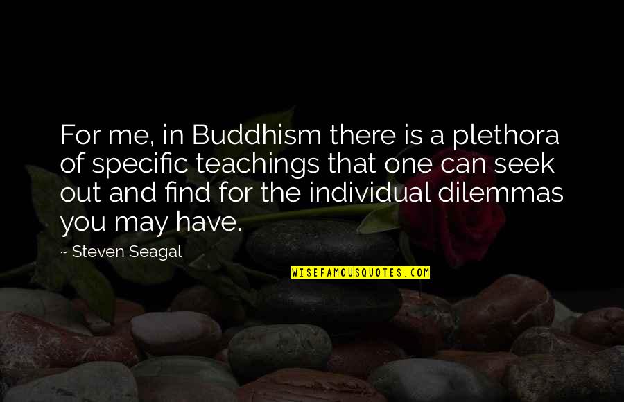 Steven Seagal Quotes By Steven Seagal: For me, in Buddhism there is a plethora