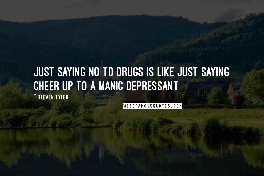 Steven Tyler quotes: Just saying no to drugs is like just saying cheer up to a manic depressant
