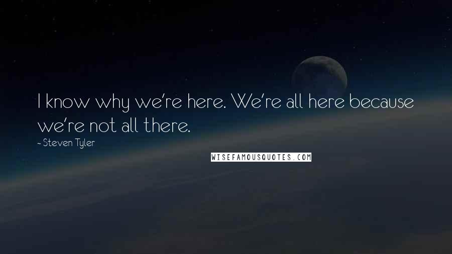 Steven Tyler quotes: I know why we're here. We're all here because we're not all there.