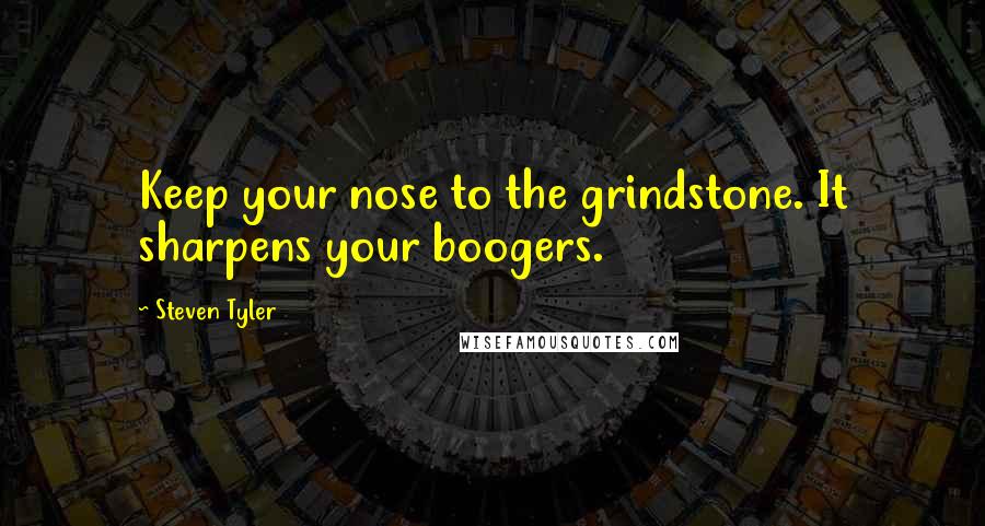 Steven Tyler quotes: Keep your nose to the grindstone. It sharpens your boogers.