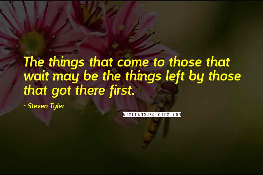 Steven Tyler quotes: The things that come to those that wait may be the things left by those that got there first.