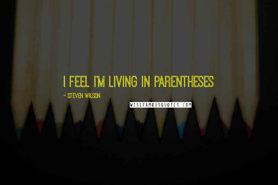 Steven Wilson quotes: I feel I'm living in parentheses