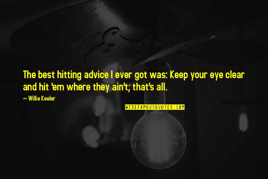 Stevewilldoit Quotes By Willie Keeler: The best hitting advice I ever got was: Stevewilldoit Quotes By Willie Keeler: The best hitting advice I ever got was: