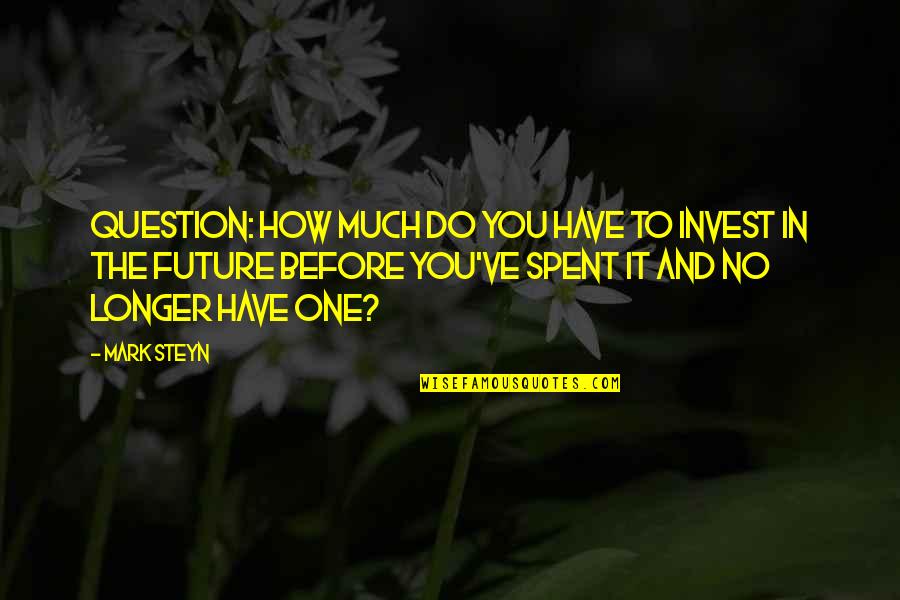 Steyn Quotes By Mark Steyn: Question: How much do you have to invest