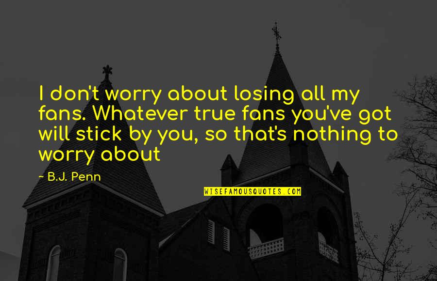 Stick By You Quotes By B.J. Penn: I don't worry about losing all my fans.