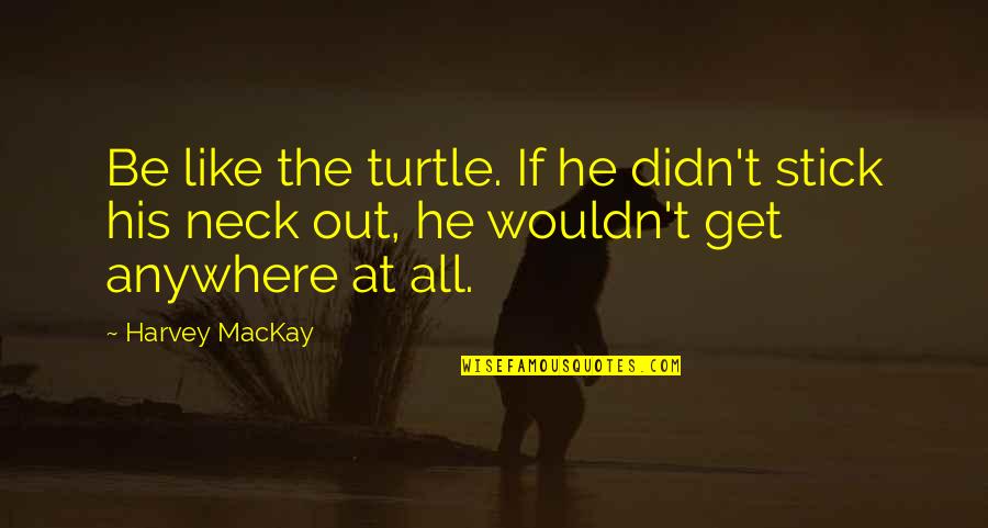 Stick Your Neck Out Quotes By Harvey MacKay: Be like the turtle. If he didn't stick