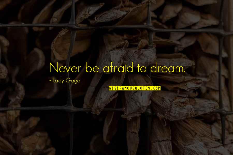 Stickier Synonym Quotes By Lady Gaga: Never be afraid to dream. Stickier Synonym Quotes By Lady Gaga: Never be afraid to dream.