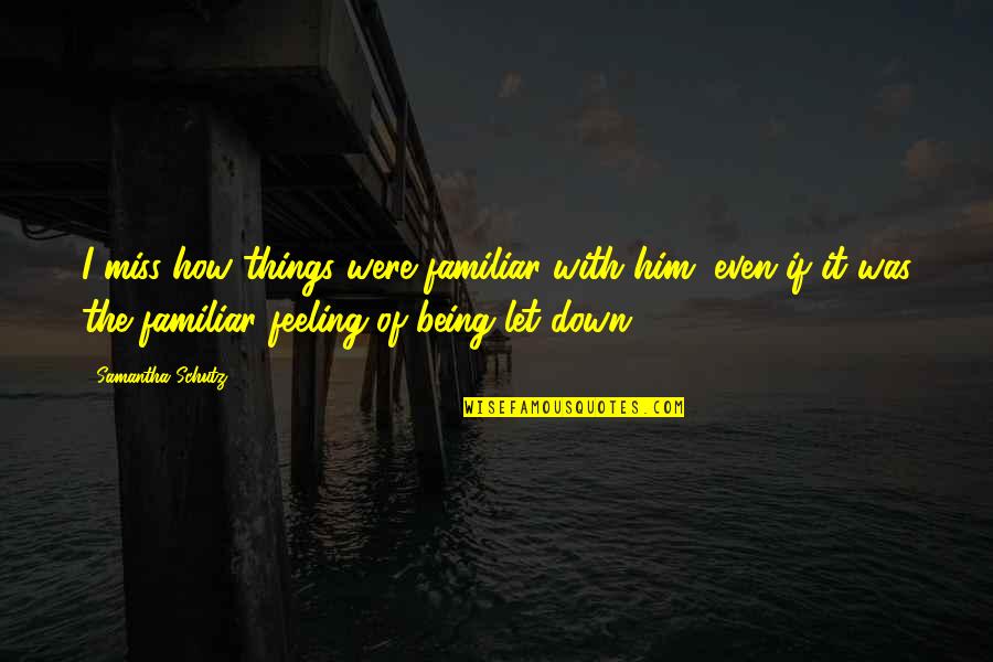 Sticklehaven Quotes By Samantha Schutz: I miss how things were familiar with him,