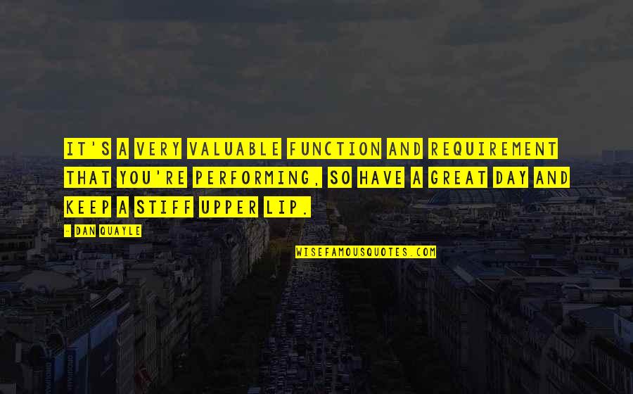 Stiff Quotes By Dan Quayle: It's a very valuable function and requirement that